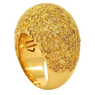 10K Solid Yellow Gold Mens Yellow Diamond Pinky Ring 9.54  Ctw
